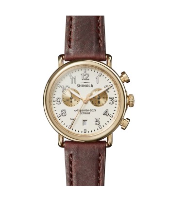 Shinola 41MM Runwell Gold PVD Two-Eye Chronograph Ivory Dial Watch S0120141502 Pour