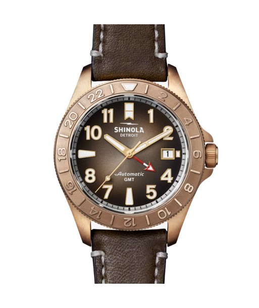 Shinola 40MM Bronze Monster GMT Set Automatic Brown Dial Extra NATO Strap Watch S0120273328 À commander