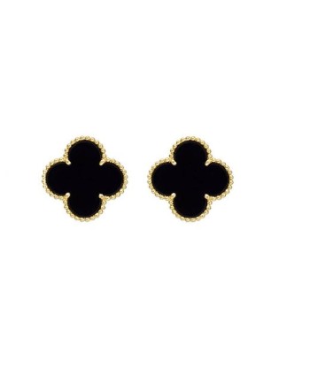 14K Yellow Gold Four-Leaf Clover Black Onyx Studs Toutes les collections ici