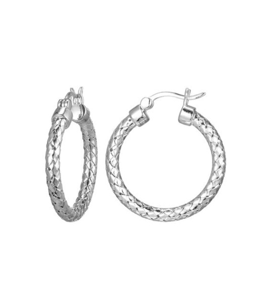 Charles Garnier 25mm Sterling Silver Mesh Hoop Earrings With a Rhodium Finish s'inspire de l'anatomie humaine