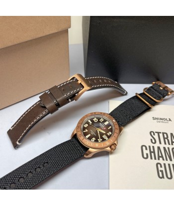 Shinola 40MM Bronze Monster GMT Set Automatic Brown Dial Extra NATO Strap Watch S0120273328 À commander