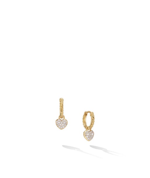 David Yurman 6.5MM Petite Interchangeable Pave Heart Earrings, 18K Yellow Gold rembourrage situé sous