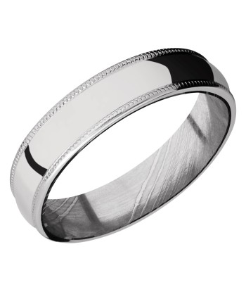 Lashbrook 5MM Cobalt Chrome Wedding Band with a Damascus Sleeve pas chere