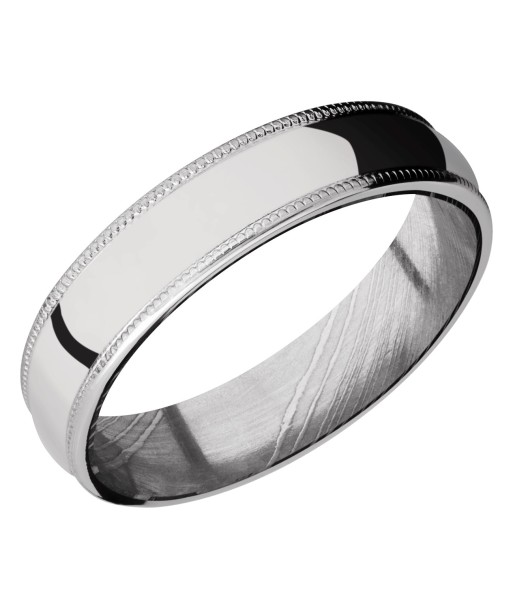 Lashbrook 5MM Cobalt Chrome Wedding Band with a Damascus Sleeve pas chere