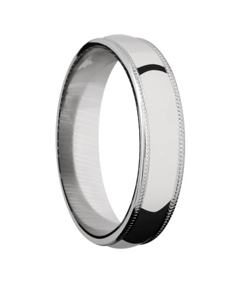 Lashbrook 5MM Cobalt Chrome Wedding Band with a Damascus Sleeve pas chere