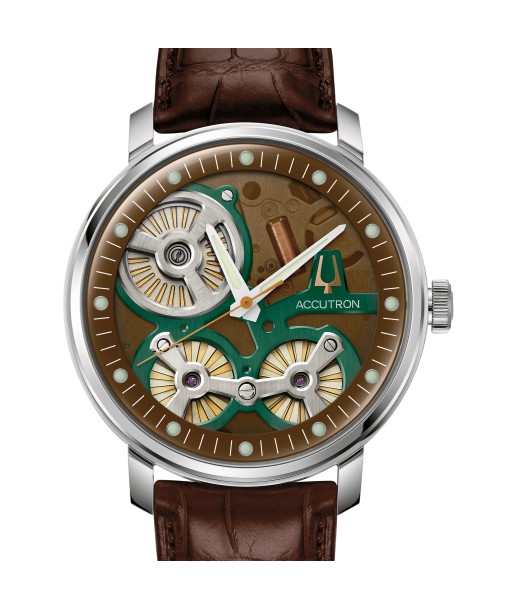 Accutron Spaceview 2020 La Palina Edition Brown Watch 2ES6A007 with Cigar Humidor Set chez Cornerstreet bien 