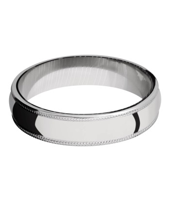 Lashbrook 5MM Cobalt Chrome Wedding Band with a Damascus Sleeve pas chere