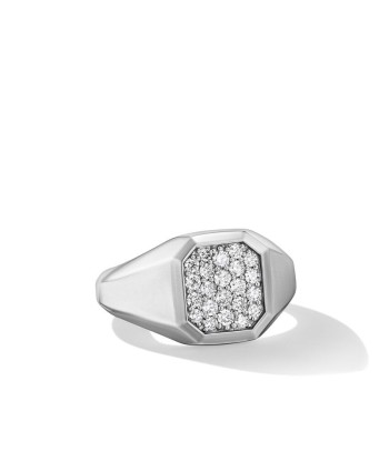 DY Gents Streamline Signet Ring in Sterling Silver with Diamonds, 14mm Les magasins à Paris et en Île-de-France