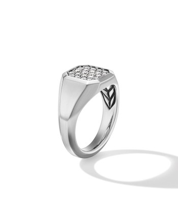 DY Gents Streamline Signet Ring in Sterling Silver with Diamonds, 14mm Les magasins à Paris et en Île-de-France