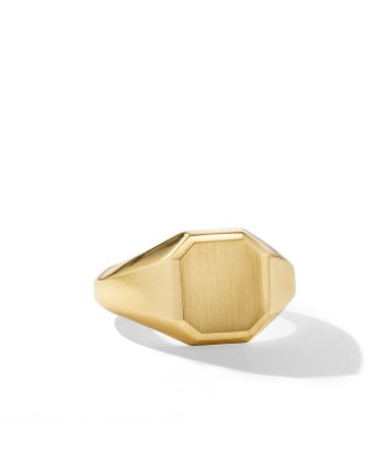 DY Gents Streamline Signet Ring in 18K Yellow Gold, 14mm d'Europe débarque