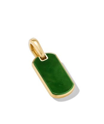 David Yurman Gents Chevron Tag in 18K Yellow Gold with Nephrite Jade, 21mm Fin de série