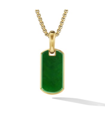 David Yurman Gents Chevron Tag in 18K Yellow Gold with Nephrite Jade, 21mm Fin de série