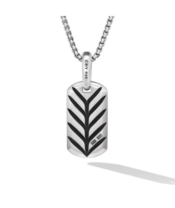 DY Chevron Gents Tag in Sterling Silver with Black Onyx, 21mm Les magasins à Paris et en Île-de-France