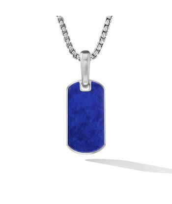 DY Gents Chevron Tag in Sterling Silver with Lapis Lazuli, 21mm online