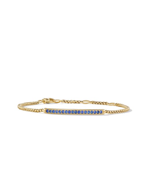 David Yurman Petite Pave Bar Bracelet in 18K Yellow Gold with Blue Sapphires, 1.7mm Voir les baskets