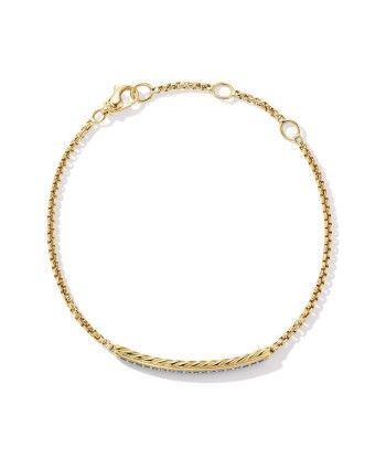 David Yurman Petite Pave Bar Bracelet in 18K Yellow Gold with Blue Sapphires, 1.7mm Voir les baskets