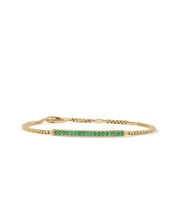 David Yurman Petite Pave Bar Bracelet in 18K Yellow Gold with Emeralds, 1.7mm acheter