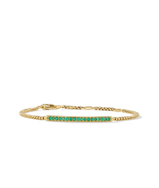 David Yurman Petite Pave Bar Bracelet in 18K Yellow Gold with Emeralds, 1.7mm acheter