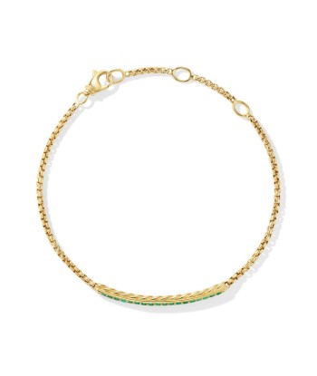 David Yurman Petite Pave Bar Bracelet in 18K Yellow Gold with Emeralds, 1.7mm acheter