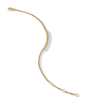 David Yurman Petite Pave Bar Bracelet in 18K Yellow Gold with Emeralds, 1.7mm acheter