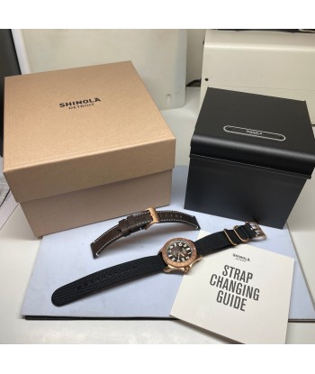 Shinola 40MM Bronze Monster GMT Set Automatic Brown Dial Extra NATO Strap Watch S0120273328 À commander