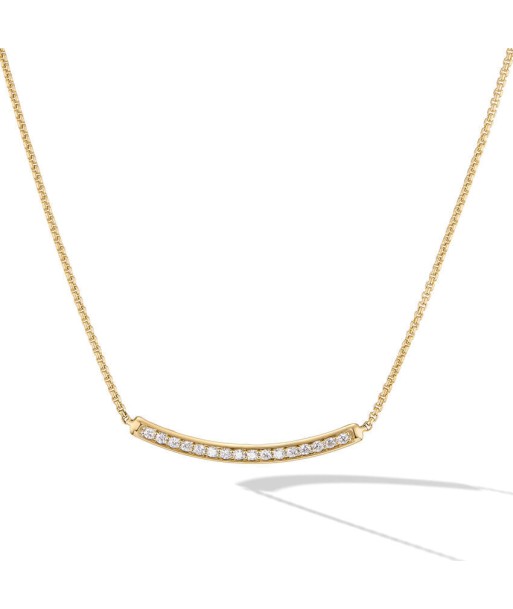 David Yurman Petite Pave Bar Necklace in 18K Yellow Gold with Diamonds, 1.25mm en stock