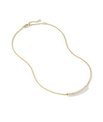 David Yurman Petite Pave Bar Necklace in 18K Yellow Gold with Diamonds, 1.25mm en stock