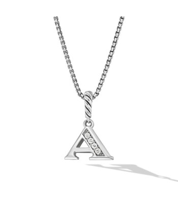 David Yurman Pave Initial Pendant Necklace in Sterling Silver with Diamond en ligne des produits 