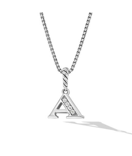 David Yurman Pave Initial Pendant Necklace in Sterling Silver with Diamond en ligne des produits 