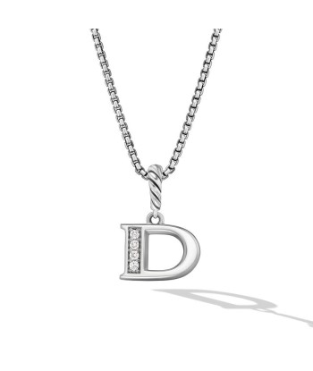 David Yurman Pave Initial Pendant Necklace in Sterling Silver with Diamond en ligne des produits 