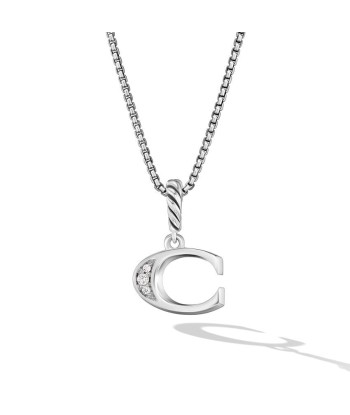 David Yurman Pave Initial Pendant Necklace in Sterling Silver with Diamond en ligne des produits 