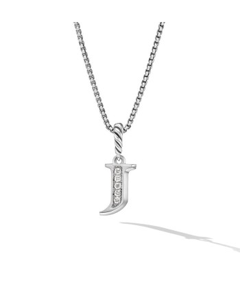 David Yurman Pave Initial Pendant Necklace in Sterling Silver with Diamond en ligne des produits 