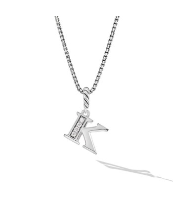 David Yurman Pave Initial Pendant Necklace in Sterling Silver with Diamond en ligne des produits 