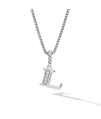 David Yurman Pave Initial Pendant Necklace in Sterling Silver with Diamond en ligne des produits 