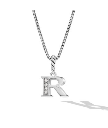 David Yurman Pave Initial Pendant Necklace in Sterling Silver with Diamond en ligne des produits 