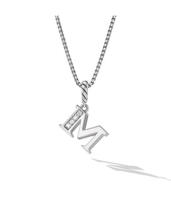 David Yurman Pave Initial Pendant Necklace in Sterling Silver with Diamond en ligne des produits 