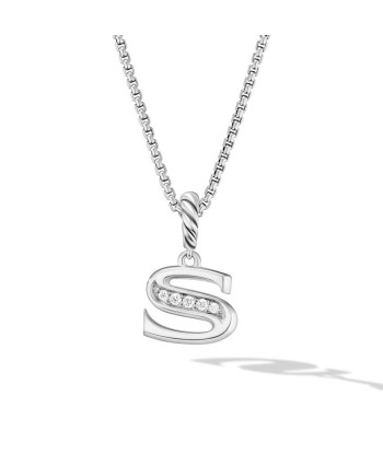 David Yurman Pave Initial Pendant Necklace in Sterling Silver with Diamond en ligne des produits 