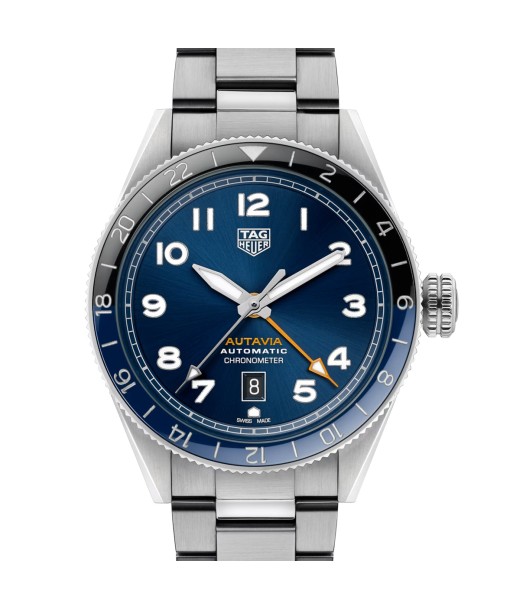 Pre-owned TAG Heuer 42MM Autavia Calibre 7 Automatic COSC GMT Blue Dial Watch WBE511A.BA0650 de la marque