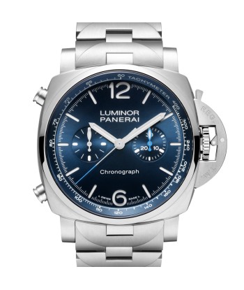 Pre-owned Panerai PAM01110 Blue Luminor Chronograph Steel Limited Watch 44mm 50% de réduction en Octobre 2024