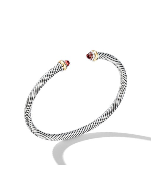 David Yurman Classic Cable Bracelet in Sterling Silver with 18K Yellow Gold and Garnets, 4mm de votre