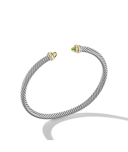 David Yurman Classic Cable Bracelet in Sterling Silver with 18K Yellow Gold and Peridot, 4mm solde