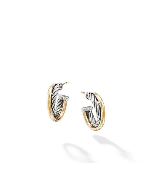 DY Crossover Hoop Earrings in Sterling Silver with 18K Yellow Gold, 17mm france