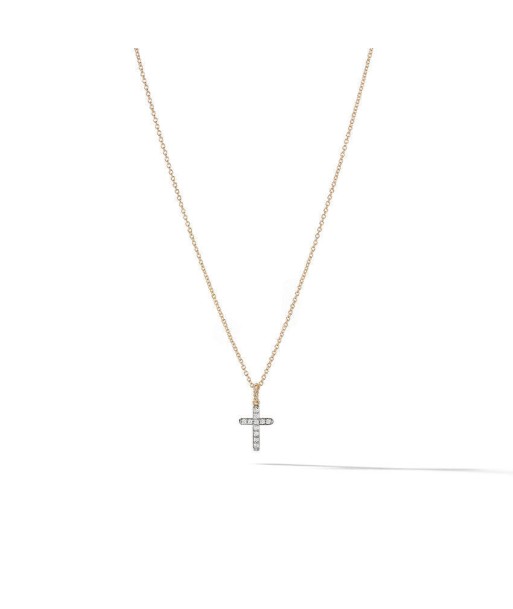 DY Cable Collectibles Cross Necklace in 18K Yellow Gold with Diamonds, 17mm les ctes