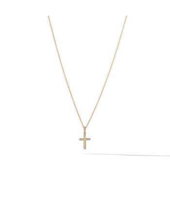 DY Cable Collectibles Cross Necklace in 18K Yellow Gold with Diamonds, 17mm les ctes