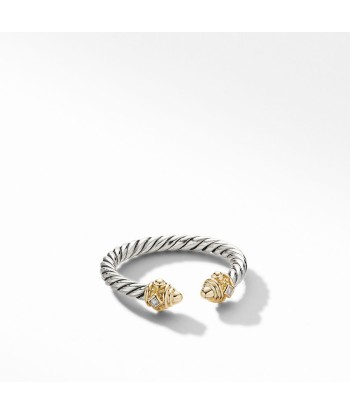 DY Renaissance Ring in Sterling Silver with 14K Yellow Gold, Gold Domes and Diamonds, 2.3mm Fin de série