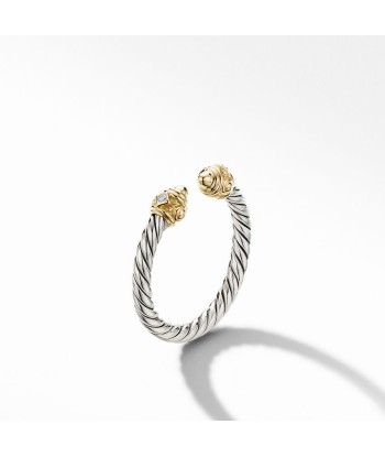 DY Renaissance Ring in Sterling Silver with 14K Yellow Gold, Gold Domes and Diamonds, 2.3mm Fin de série