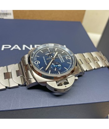 Pre-owned Panerai PAM01110 Blue Luminor Chronograph Steel Limited Watch 44mm 50% de réduction en Octobre 2024