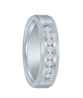 14K White Gold Mens Wedding Band with Diamonds les muscles