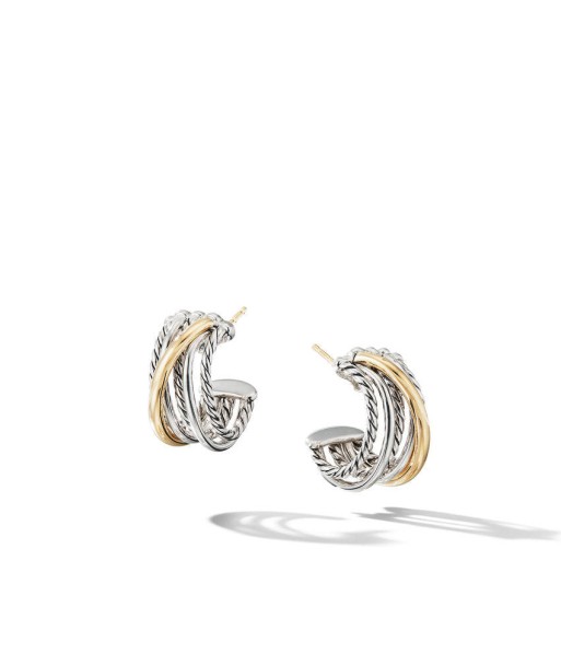 DY Crossover Shrimp Earrings in Sterling Silver with 18K Yellow Gold, 19.5mm suggérées chez