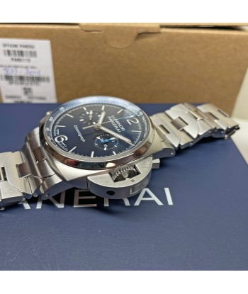 Pre-owned Panerai PAM01110 Blue Luminor Chronograph Steel Limited Watch 44mm 50% de réduction en Octobre 2024